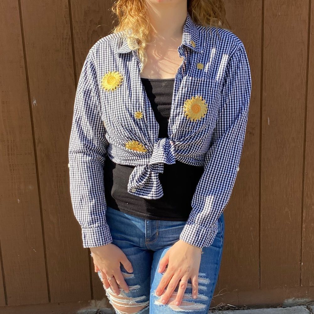 Gingham And Sunflower Button Down - image 3